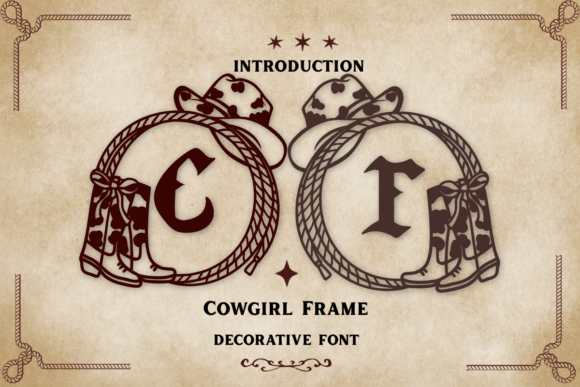 Cowgirl Frame: A Bold Western-Style Font with Rodeo Flair